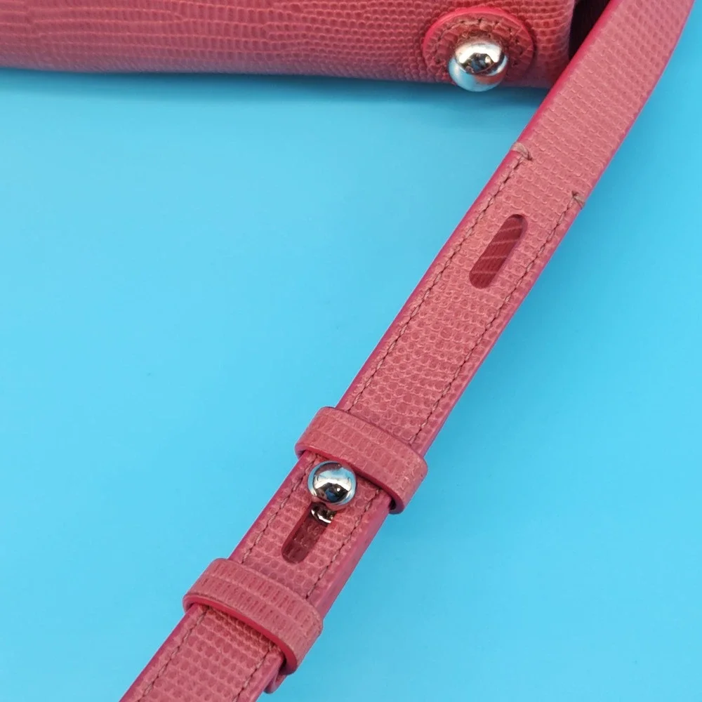 Rebecca Minkoff Pink Lizard Embossed Leather Crossbody Satchel Chain Handle